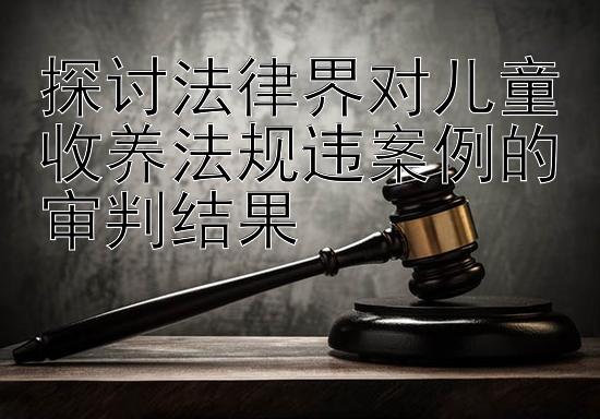 探讨法律界对儿童收养法规违案例的审判结果