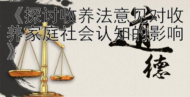 《探讨收养法意见对收养家庭社会认知的影响》