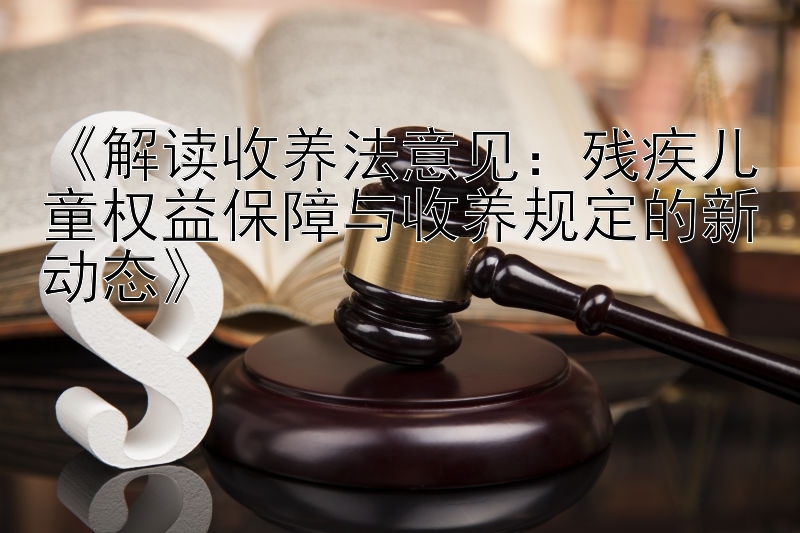 《解读收养法意见：残疾儿童权益保障与收养规定的新动态》