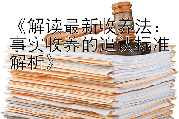 《解读最新收养法：事实收养的追认标准解析》