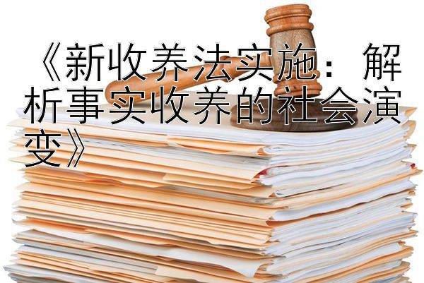 《新收养法实施：解析事实收养的社会演变》